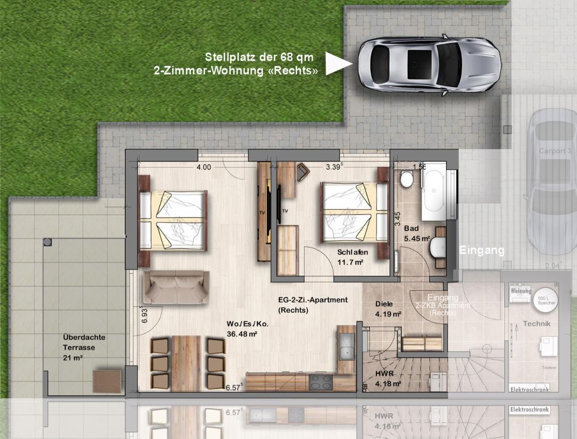 -Neubau- 68 Qm 2-Zimmer-Wohnung フルダ エクステリア 写真